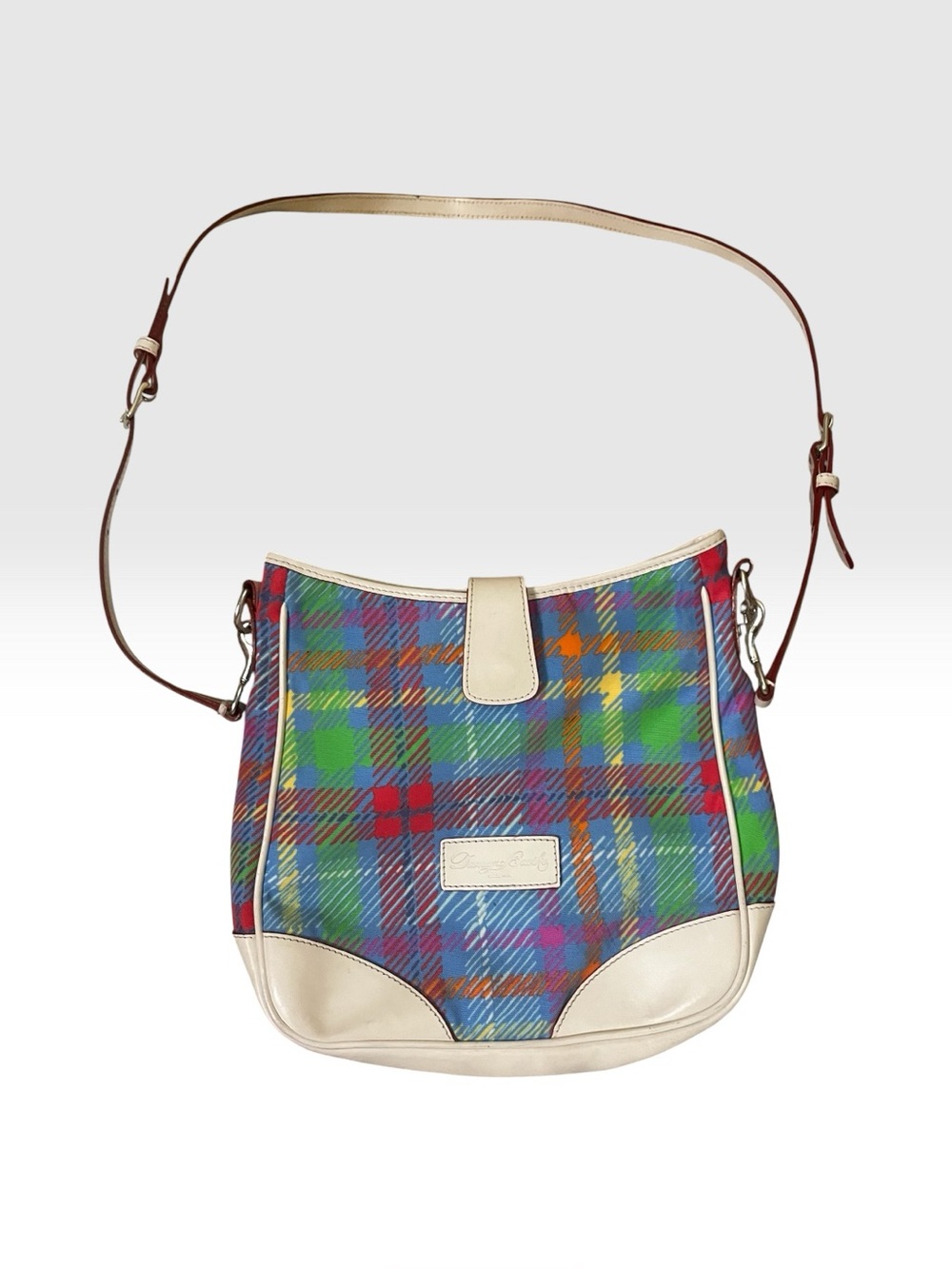 Dooney & Bourke Vintage Blue Picnic Tattersall Crossbody Bag - Picture 2 of 6